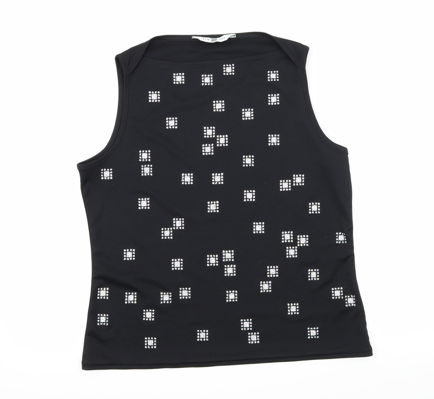 New Look Womens Black Geometric Jersey Camisole Tank Size 18