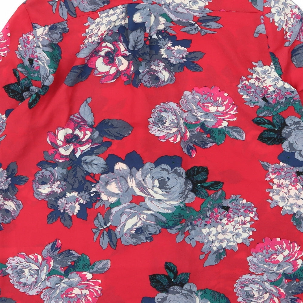 George Womens Red Floral Chiffon Basic Blouse Size 10