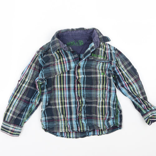 Primark Boys Blue Striped Woven Basic Button-Up Size 6 Years