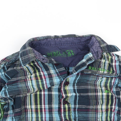 Primark Boys Blue Striped Woven Basic Button-Up Size 6 Years