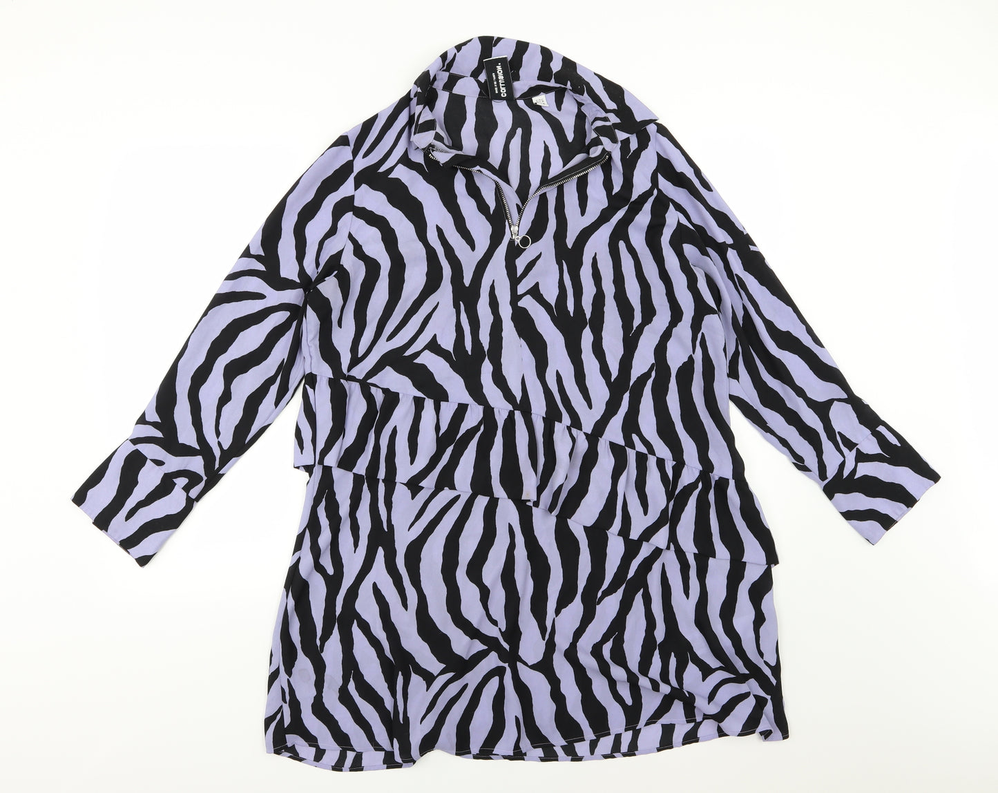 COLLUSION Womens Purple Animal Print Chiffon A-Line  Size 10