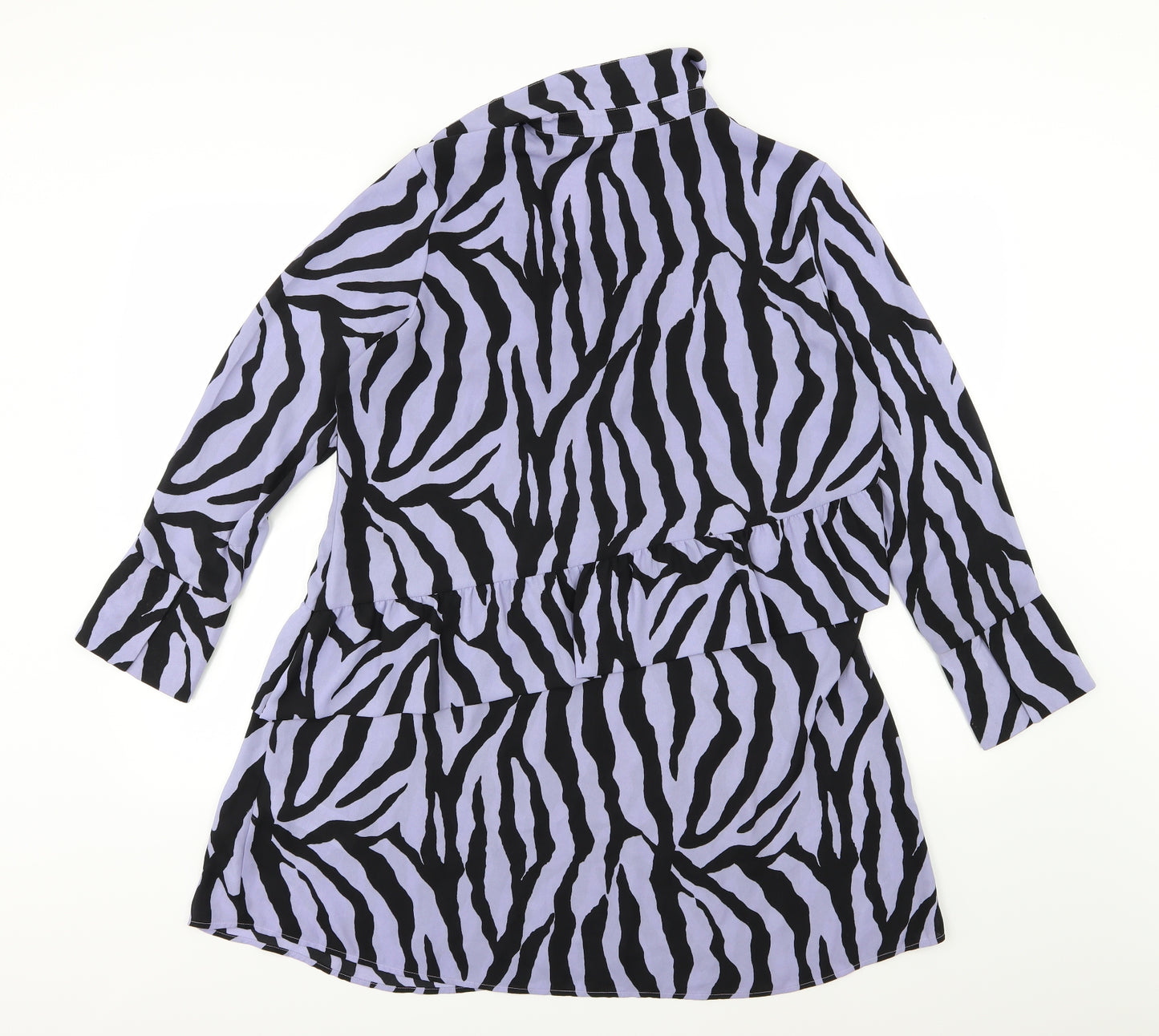 COLLUSION Womens Purple Animal Print Chiffon A-Line  Size 10