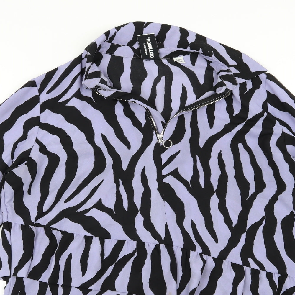 COLLUSION Womens Purple Animal Print Chiffon A-Line  Size 10