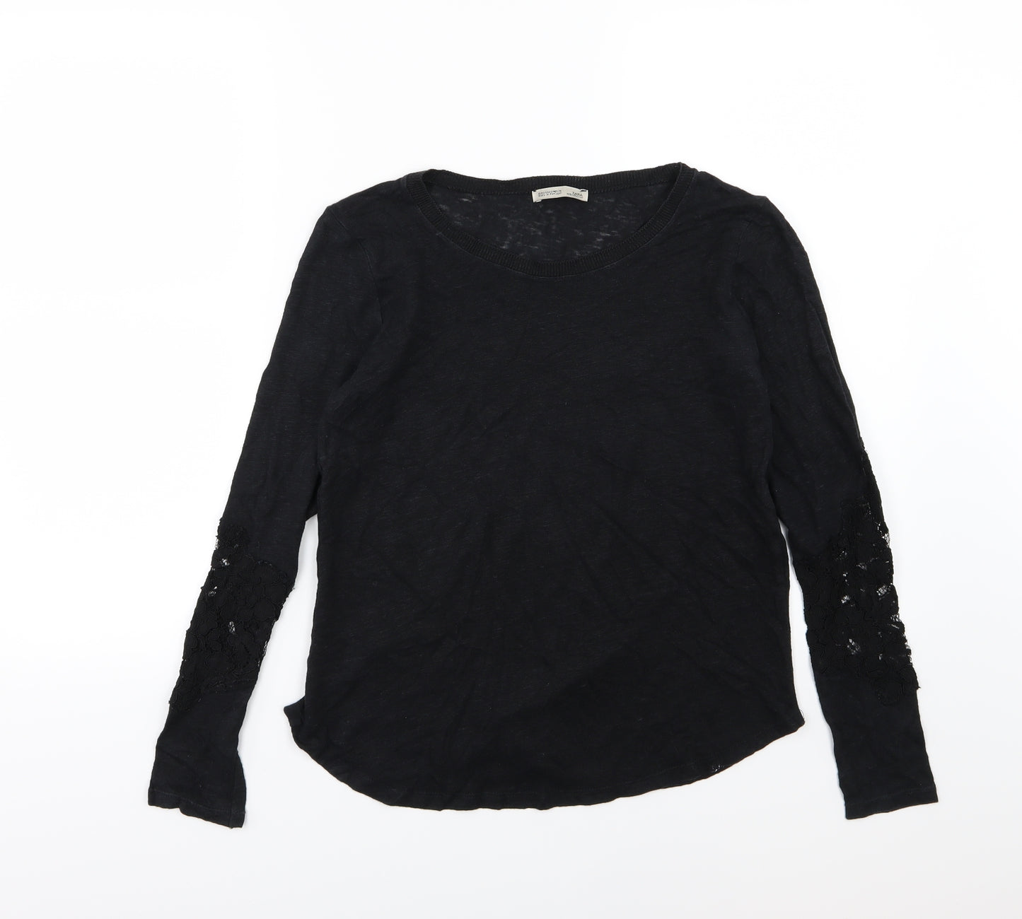 Zara Womens Black Floral Knit Pullover Jumper Size S
