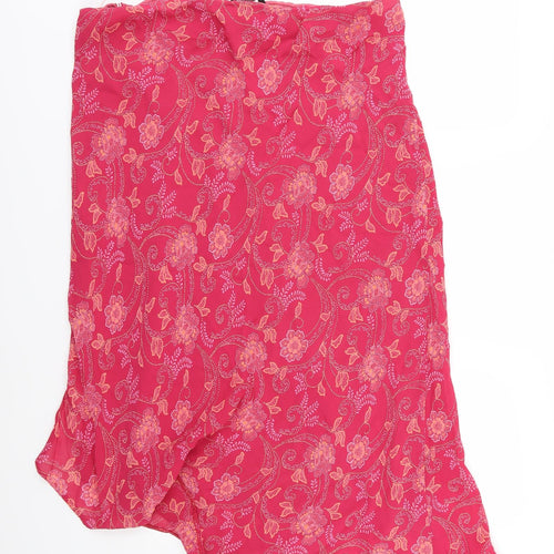 Evans Womens Pink Floral Chiffon Swing Skirt Size 18  - Aysemmetrical Hem