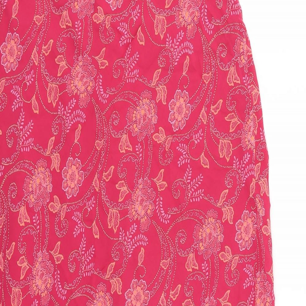 Evans Womens Pink Floral Chiffon Swing Skirt Size 18  - Aysemmetrical Hem