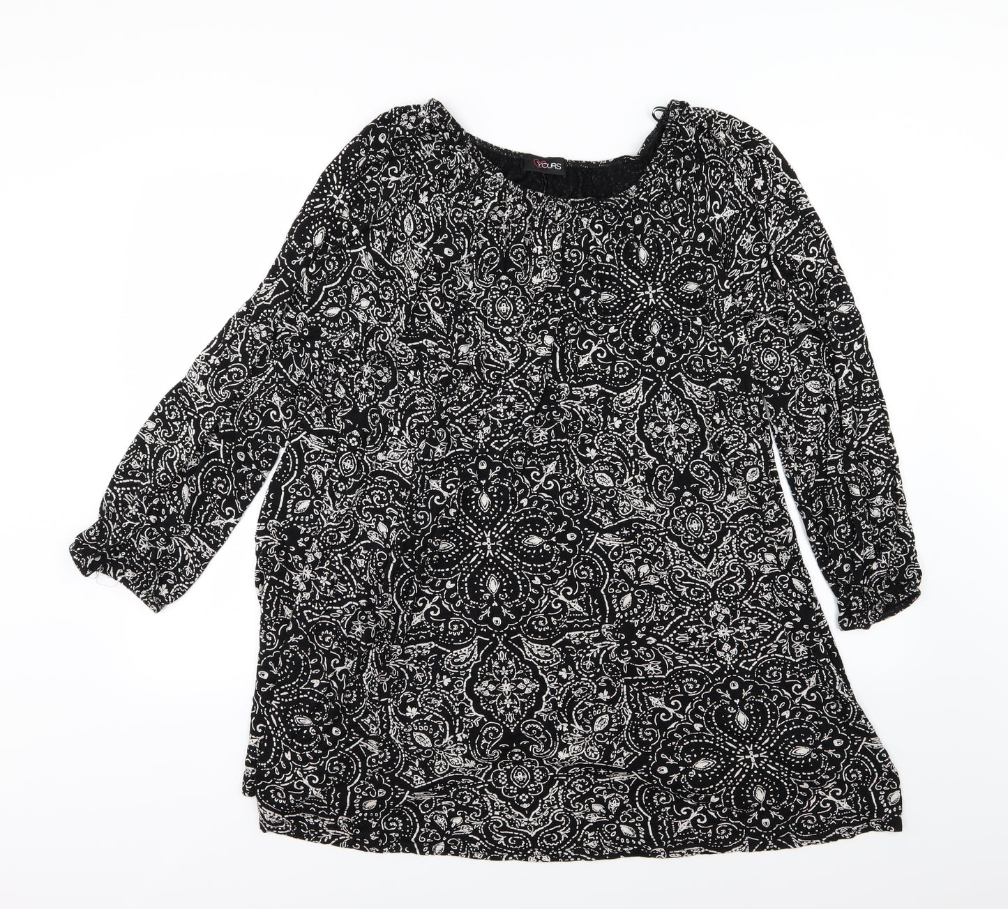 Yours Womens Black Floral Jersey A-Line  Size 20