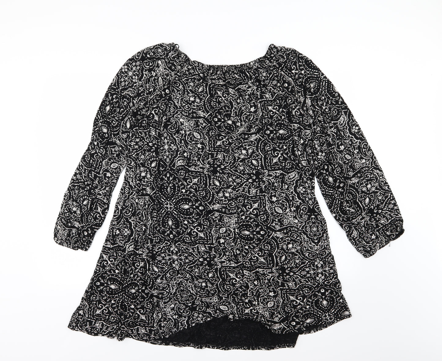 Yours Womens Black Floral Jersey A-Line  Size 20