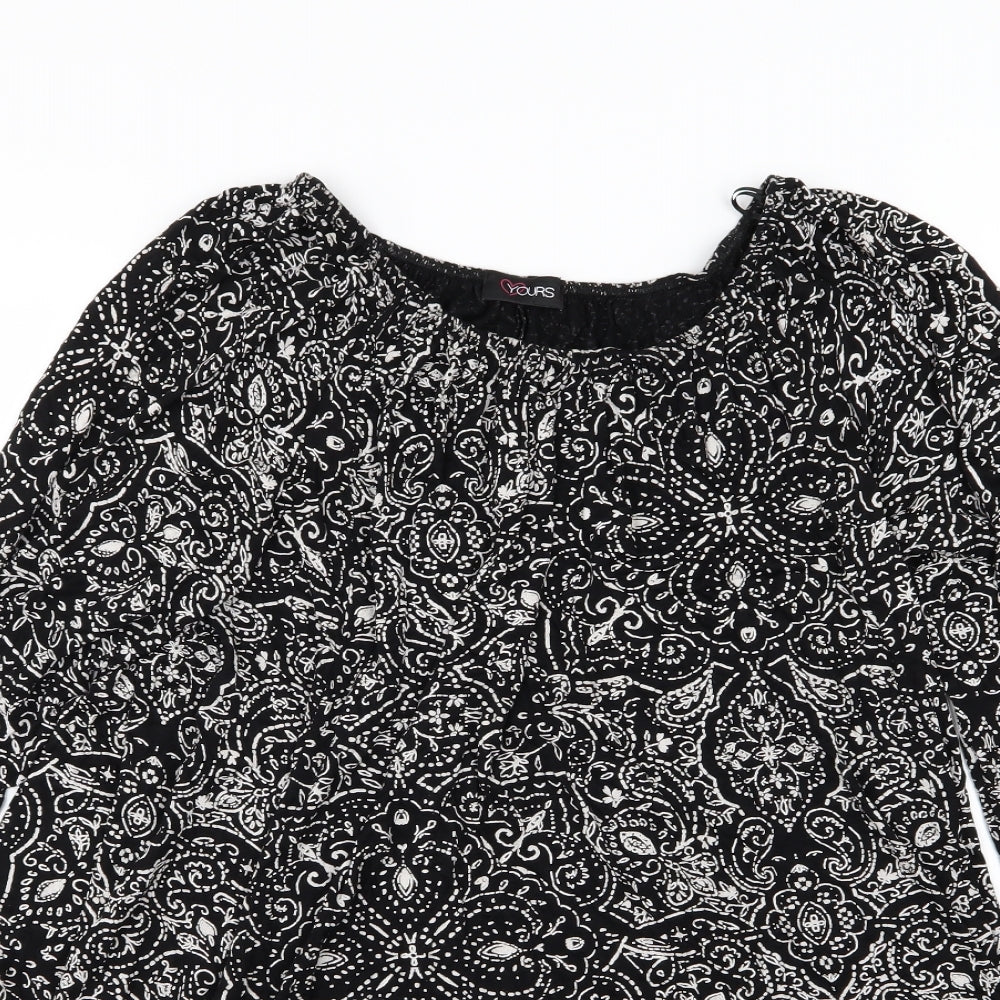 Yours Womens Black Floral Jersey A-Line  Size 20