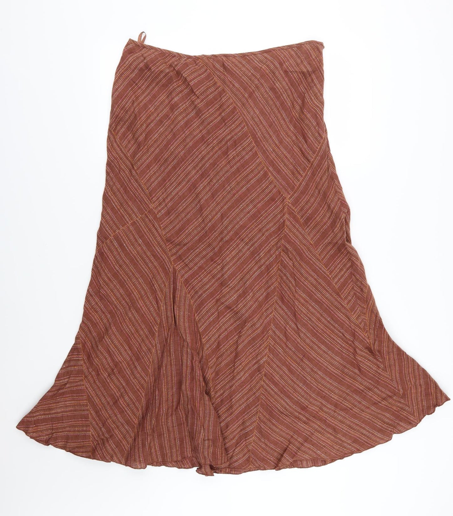 Per Una Womens Brown Striped  Flare Skirt Size 16