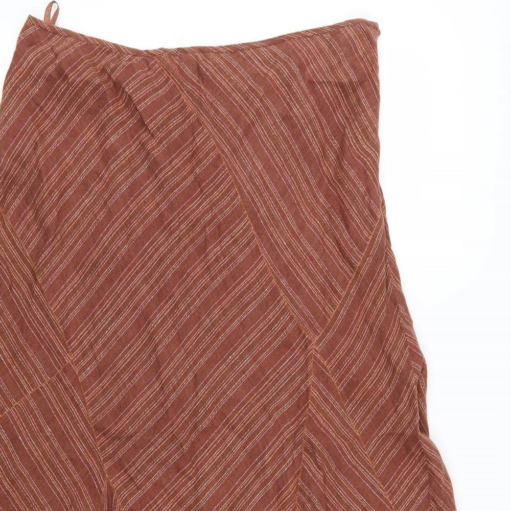 Per Una Womens Brown Striped  Flare Skirt Size 16