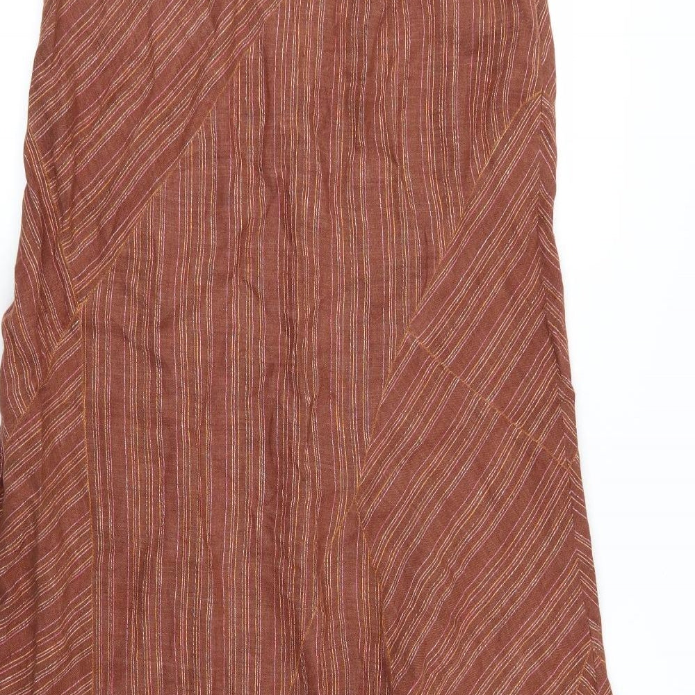 Per Una Womens Brown Striped  Flare Skirt Size 16