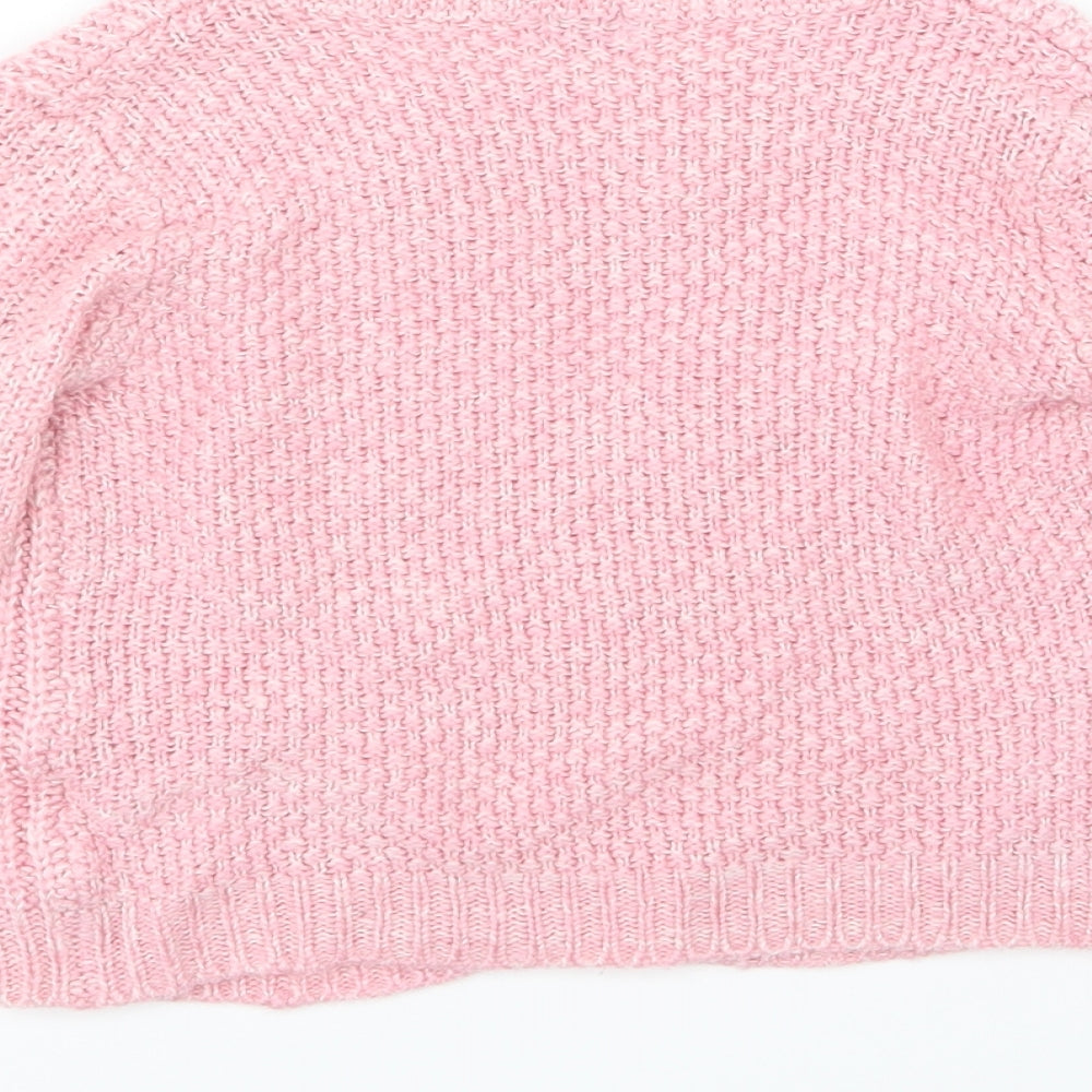 F&F Girls Pink  Knit Pullover Jumper Size 6-7 Years  - Beaded