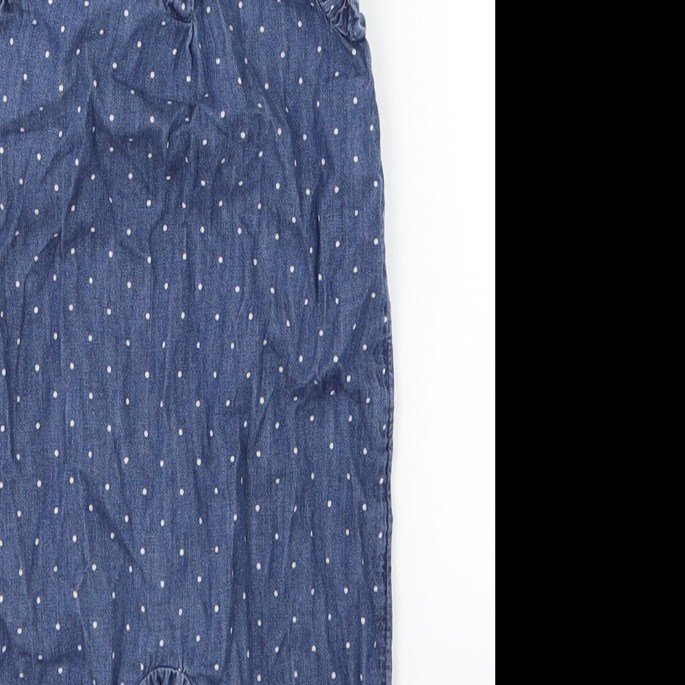 Gap Girls Blue Polka Dot Denim Romper One-Piece Size 6-9 Months
