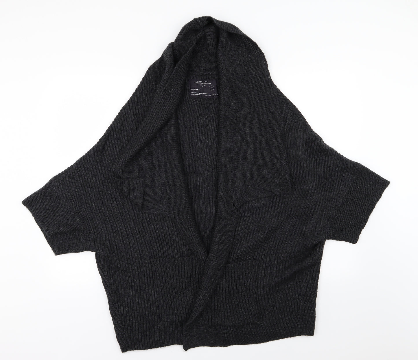 All Saints Womens Black  Knit Cardigan Jumper Size 14