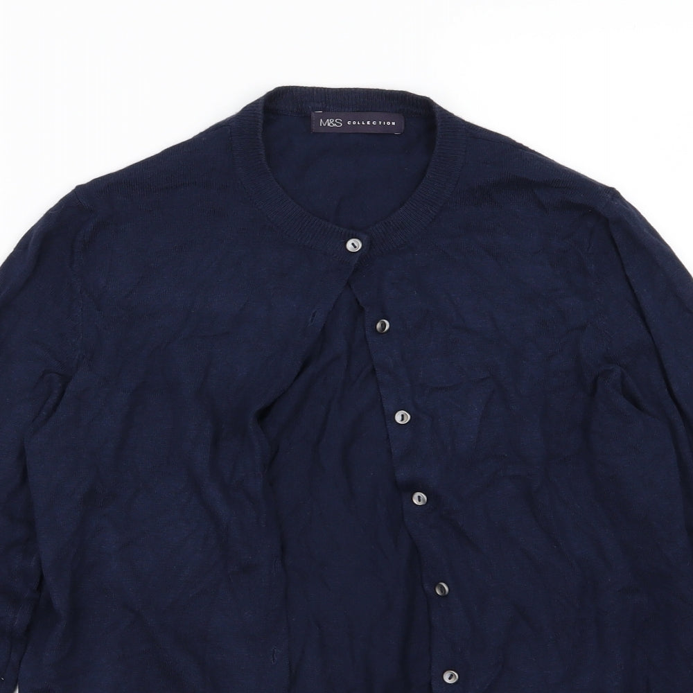 Marks and Spencer Womens Blue  Knit Cardigan Jumper Size 14