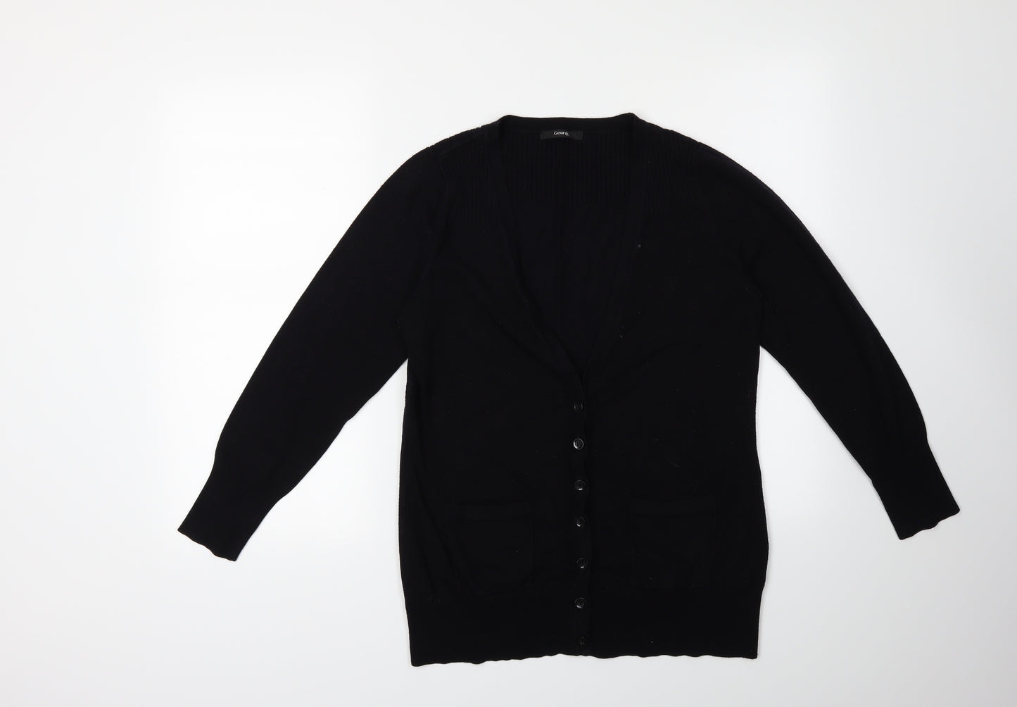 George Womens Black  Knit Cardigan Jumper Size 14