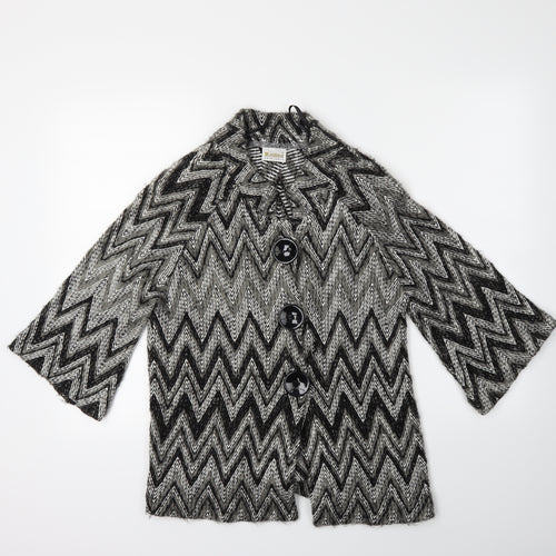 Roman Womens Grey Check  Cardigan Jumper Size S