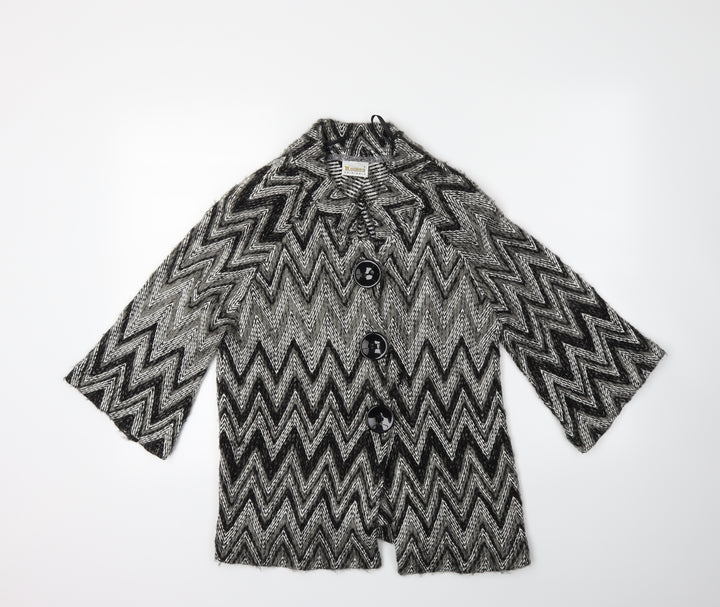 Roman Womens Grey Check Cardigan Jumper Size S