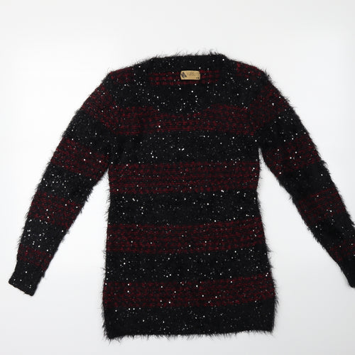 Katsumi Womens Black Striped Knit Pullover Jumper Size S