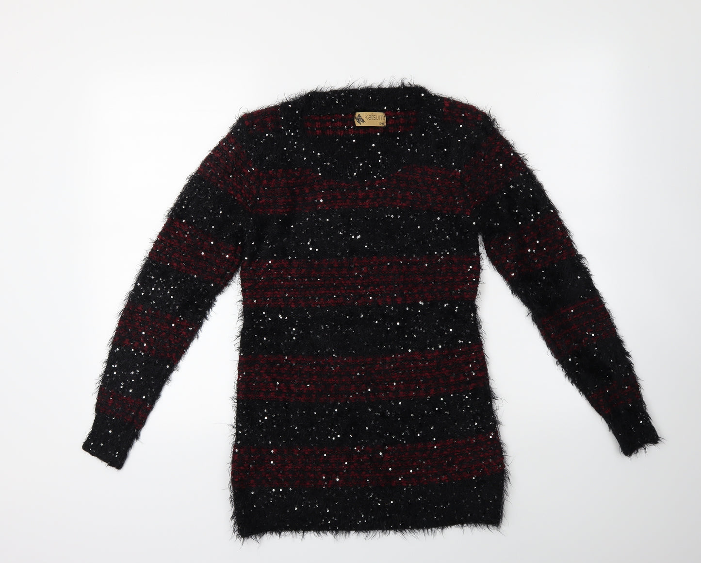 Katsumi Womens Black Striped Knit Pullover Jumper Size S