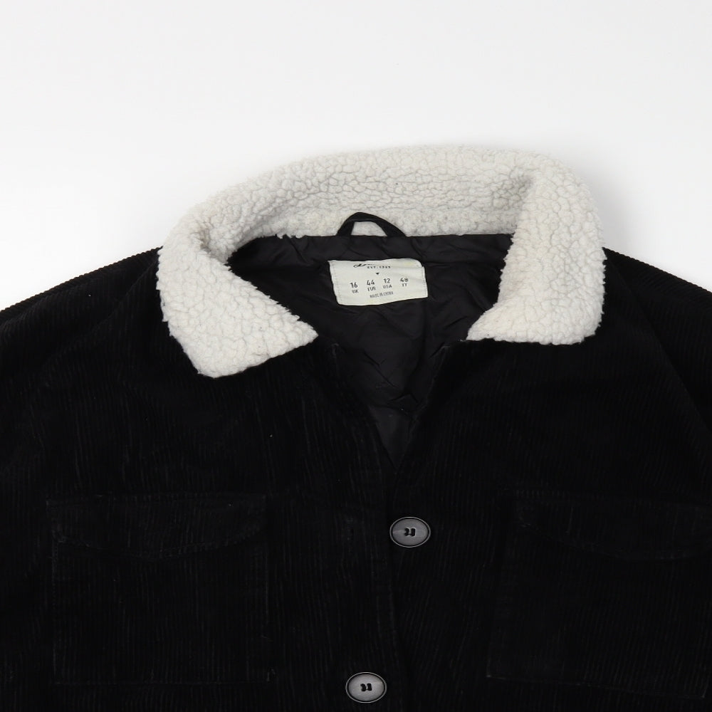 Denim & Co. Womens Black  Corduroy Jacket  Size 16