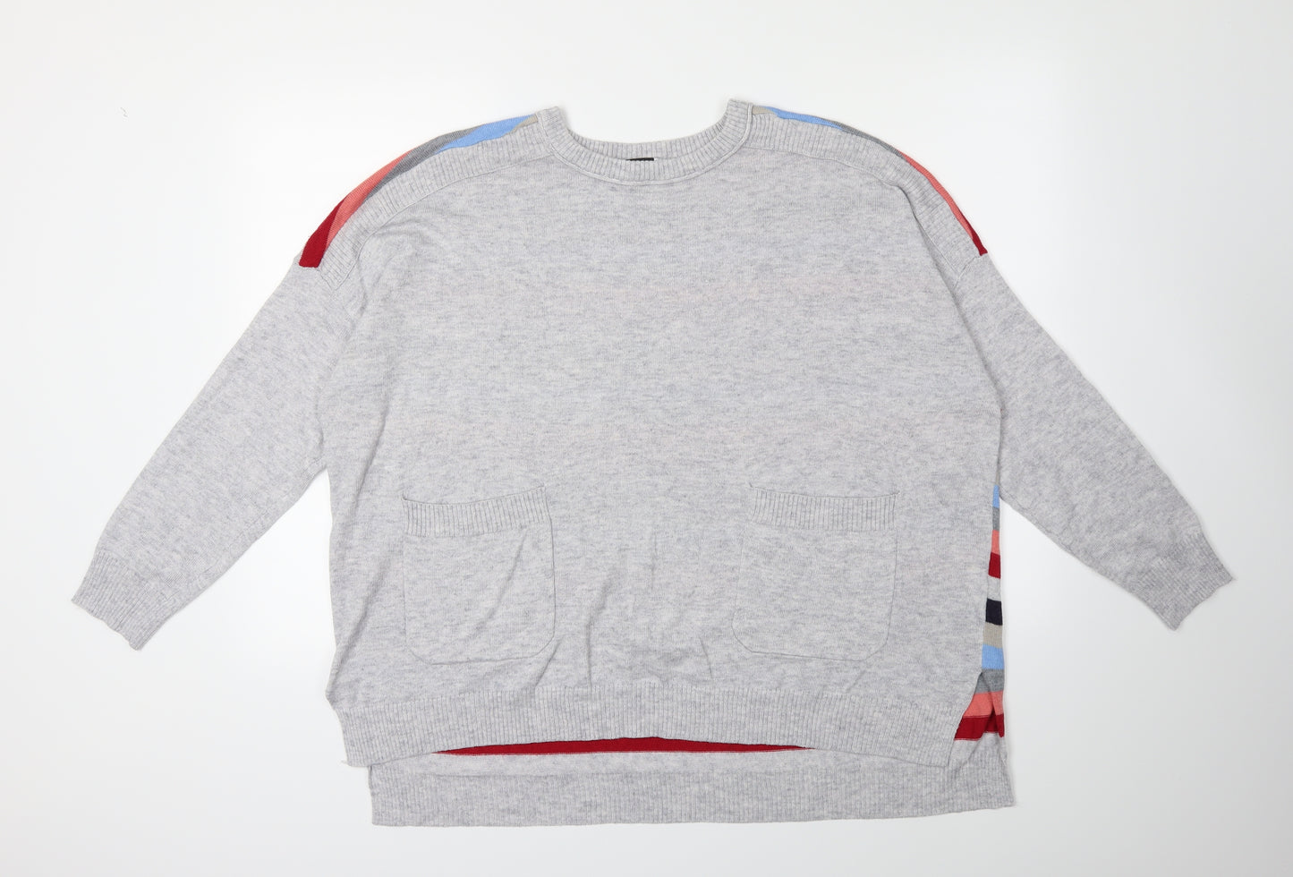 Clarity Womens Grey  Knit Pullover Jumper Size L