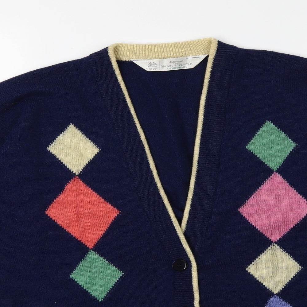 Marks and Spencer Womens Blue  Knit Cardigan Jumper Size 14