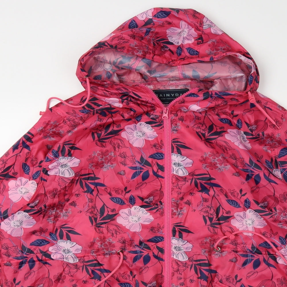 Rainydays Womens Pink Floral  Rain Coat Coat Size L