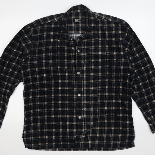 Neveisiop Mens Blue Check Corduroy  Button-Up Size XL