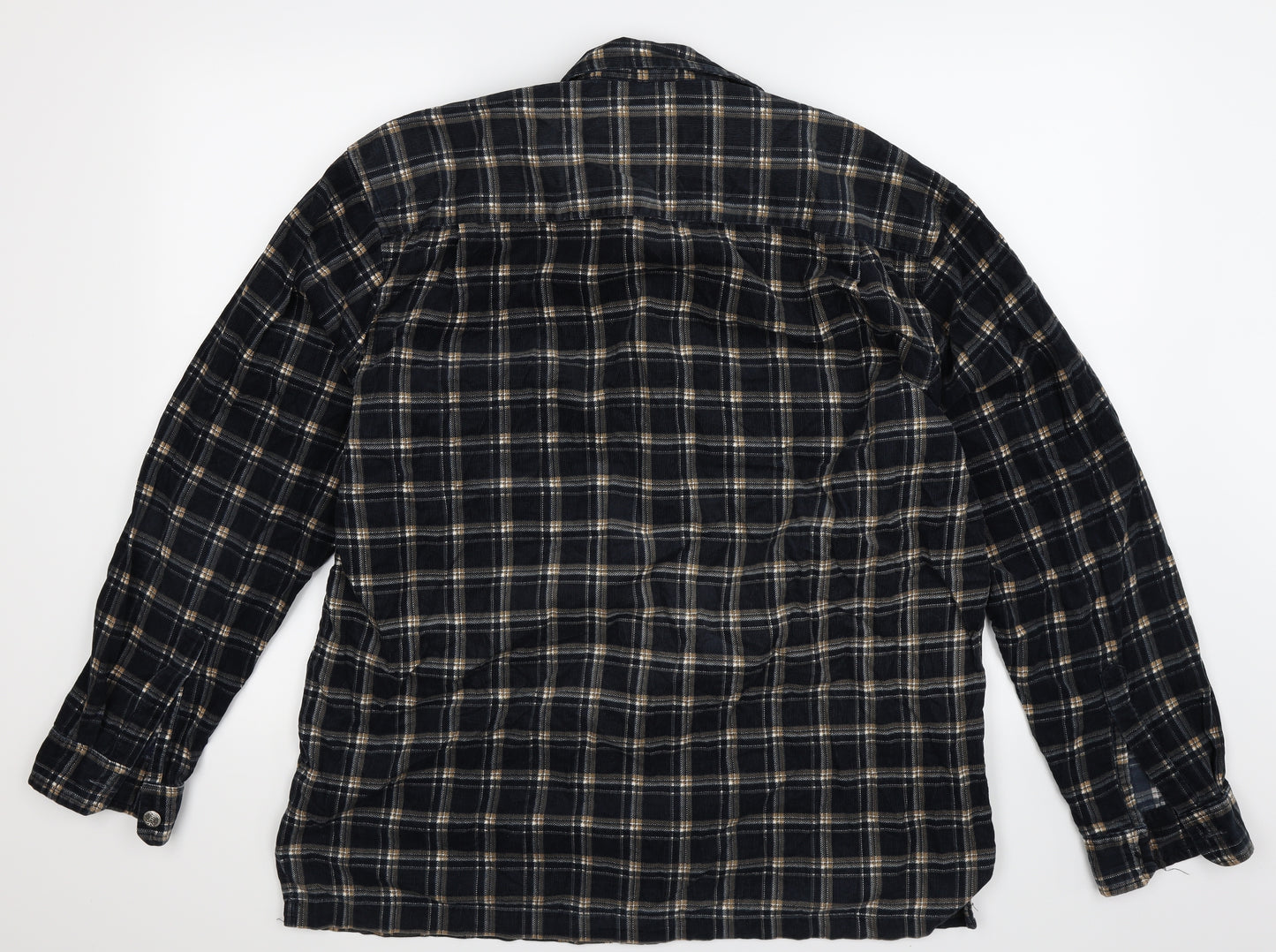 Neveisiop Mens Blue Check Corduroy  Button-Up Size XL