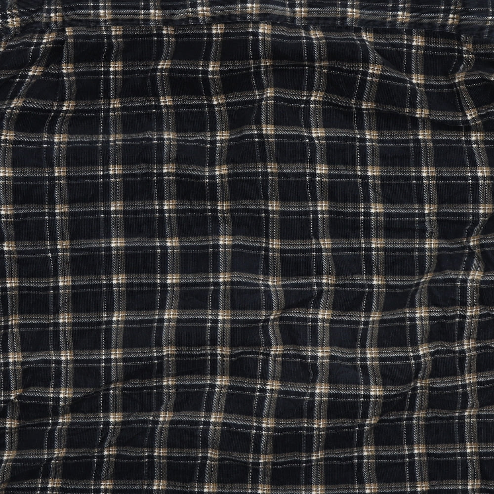 Neveisiop Mens Blue Check Corduroy  Button-Up Size XL