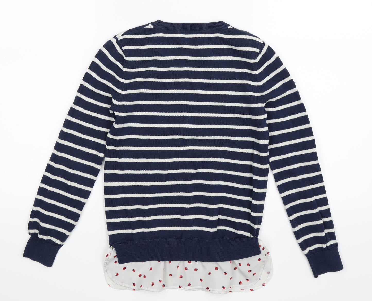 Jasper Conran Girls Blue Striped Knit Pullover Jumper Size 8-9 Years