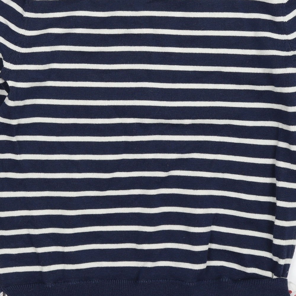 Jasper Conran Girls Blue Striped Knit Pullover Jumper Size 8-9 Years