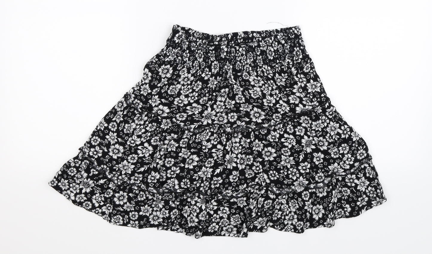 Primark Womens Black Floral  A-Line Skirt Size 10