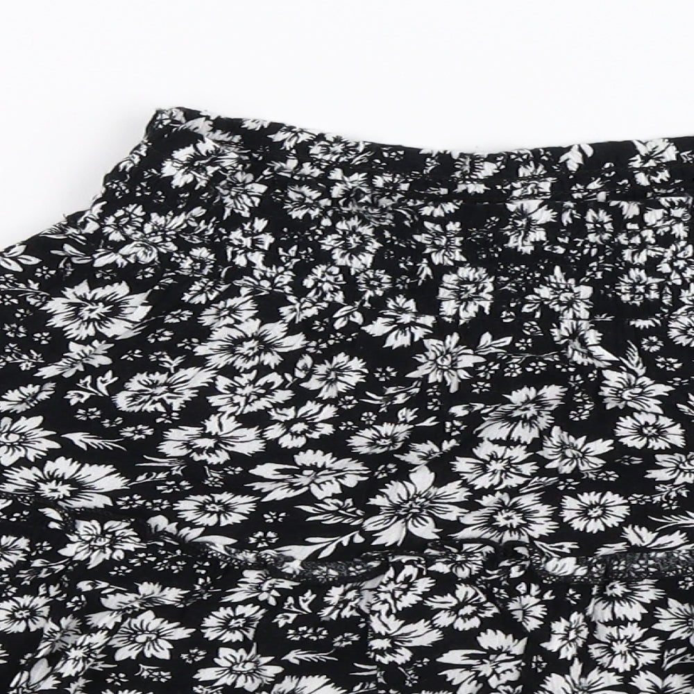 Primark Womens Black Floral  A-Line Skirt Size 10
