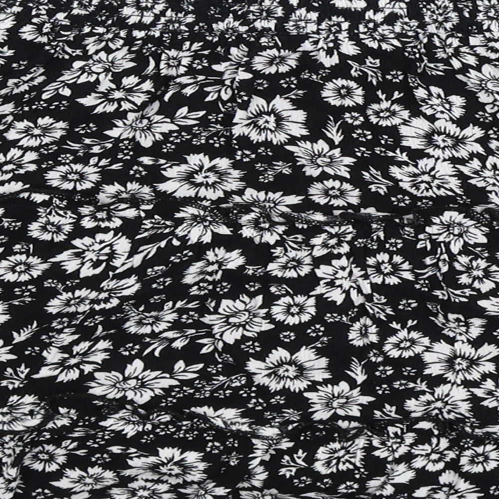 Primark Womens Black Floral  A-Line Skirt Size 10