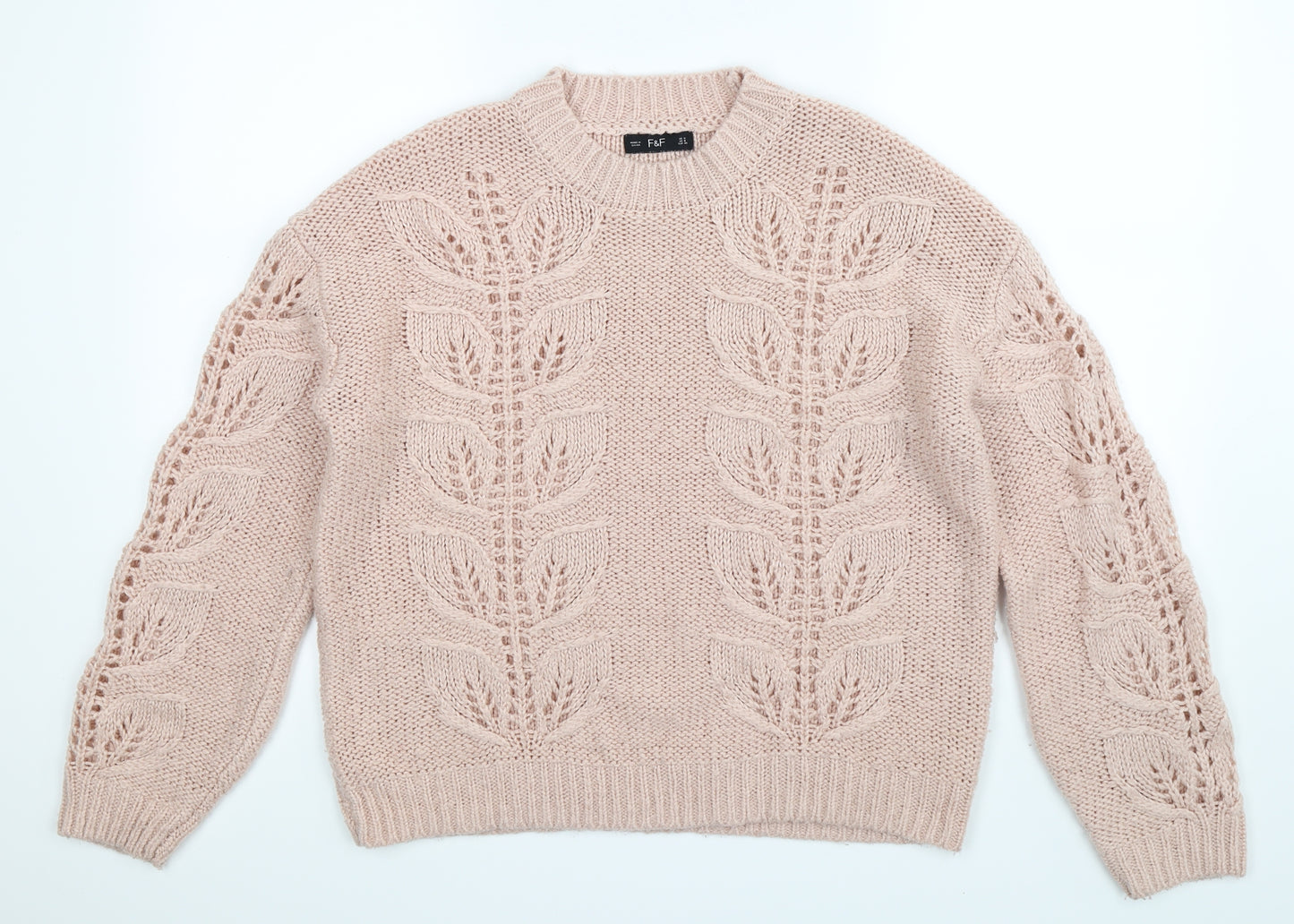 F&F Womens Beige  Knit Pullover Jumper Size 12