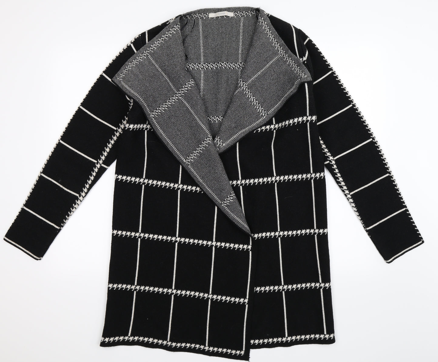 George Womens Black Check Knit Cardigan Jumper Size 14