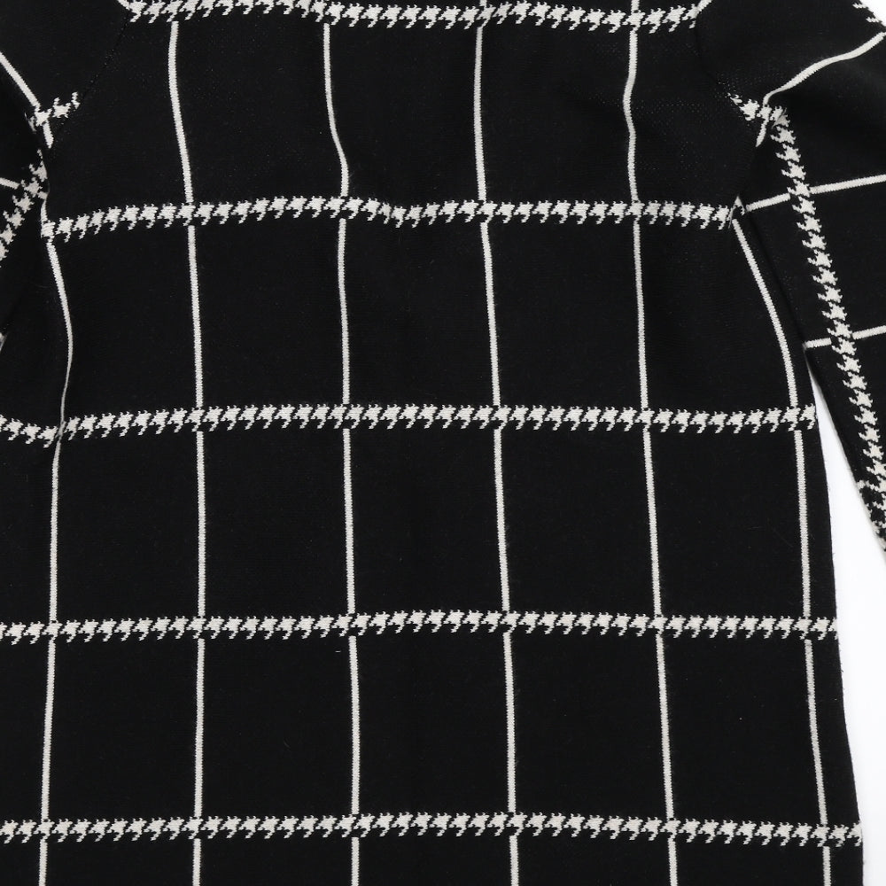 George Womens Black Check Knit Cardigan Jumper Size 14