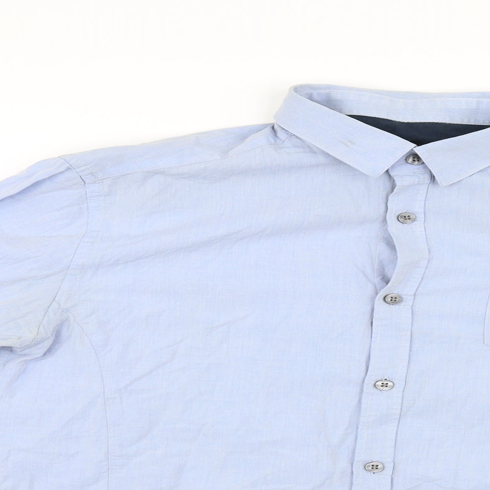 Essential Mens Blue    Dress Shirt Size M