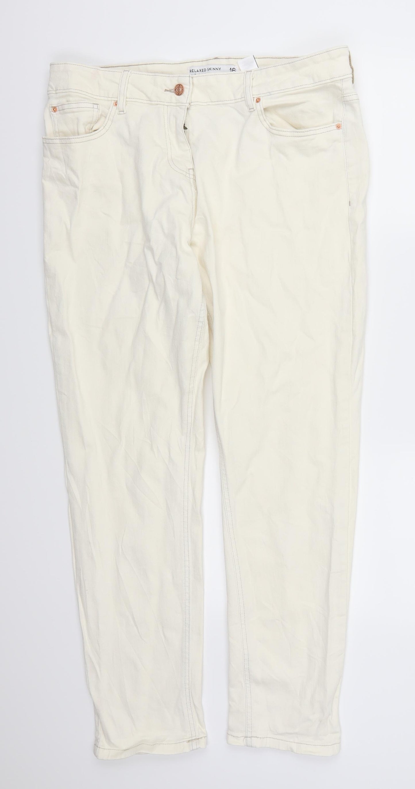 NEXT Womens Beige  Denim Straight Jeans Size 16 L29 in