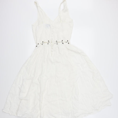 Topshop Womens White   Skater Dress  Size 8
