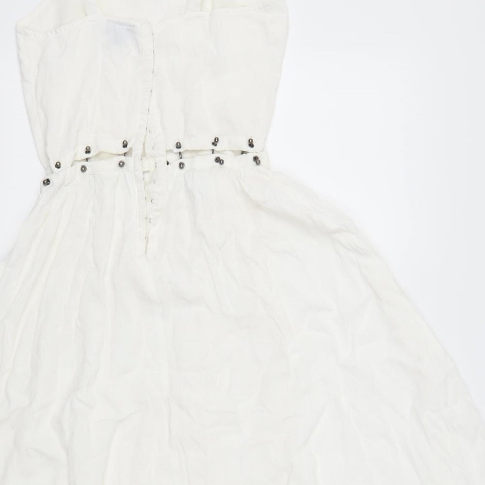 Topshop Womens White   Skater Dress  Size 8