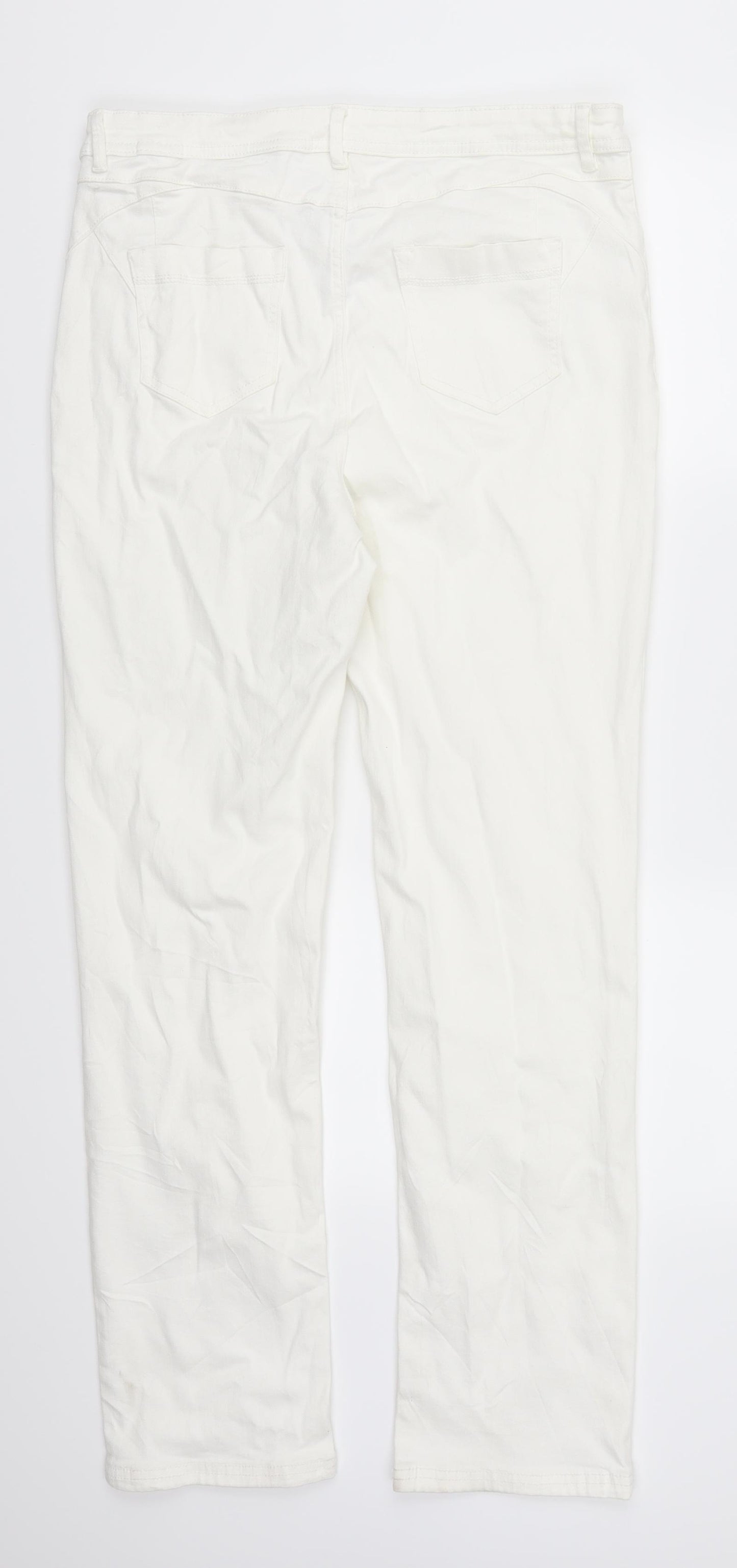 Marks and Spencer Womens White  Denim Straight Jeans Size 16 L29 in