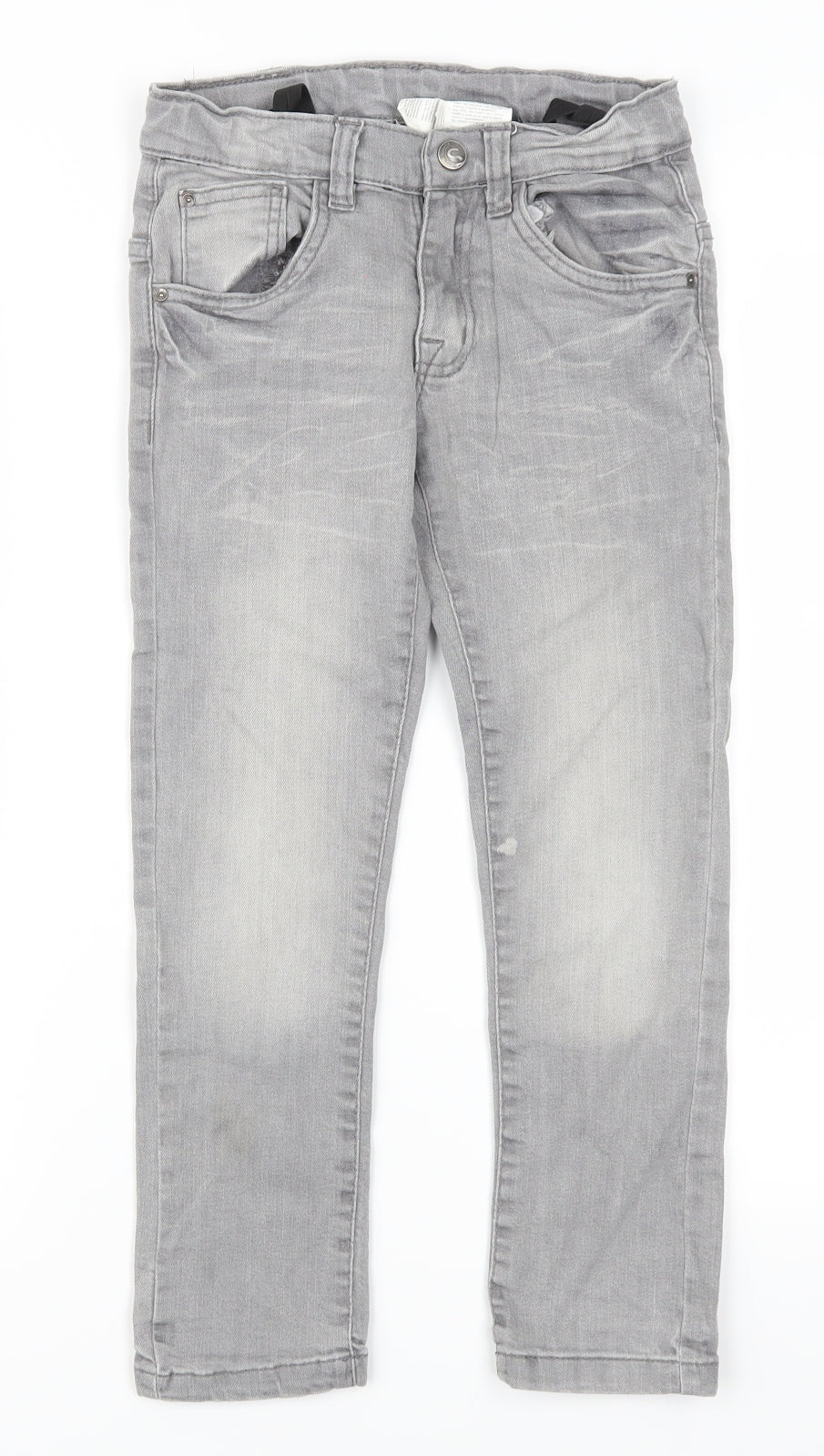 Preworn Boys Grey  Denim Straight Jeans Size 6 Years