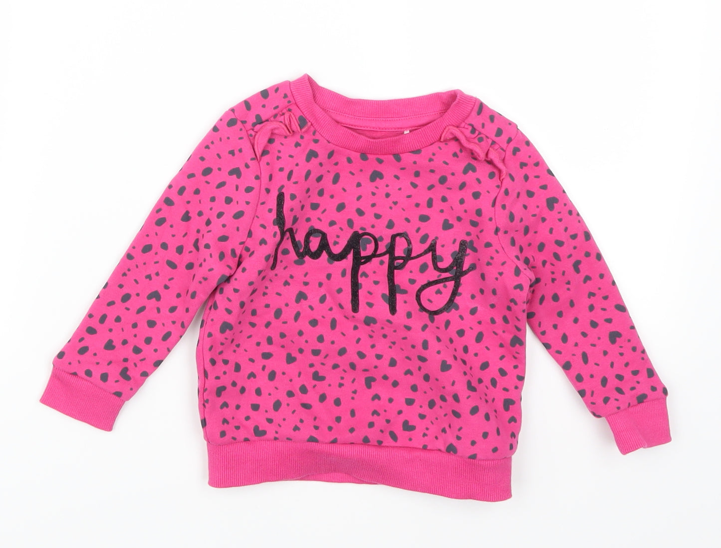George Girls Pink Geometric  Basic T-Shirt Size 12-18 Months  - Happy