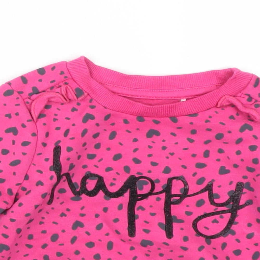 George Girls Pink Geometric  Basic T-Shirt Size 12-18 Months  - Happy