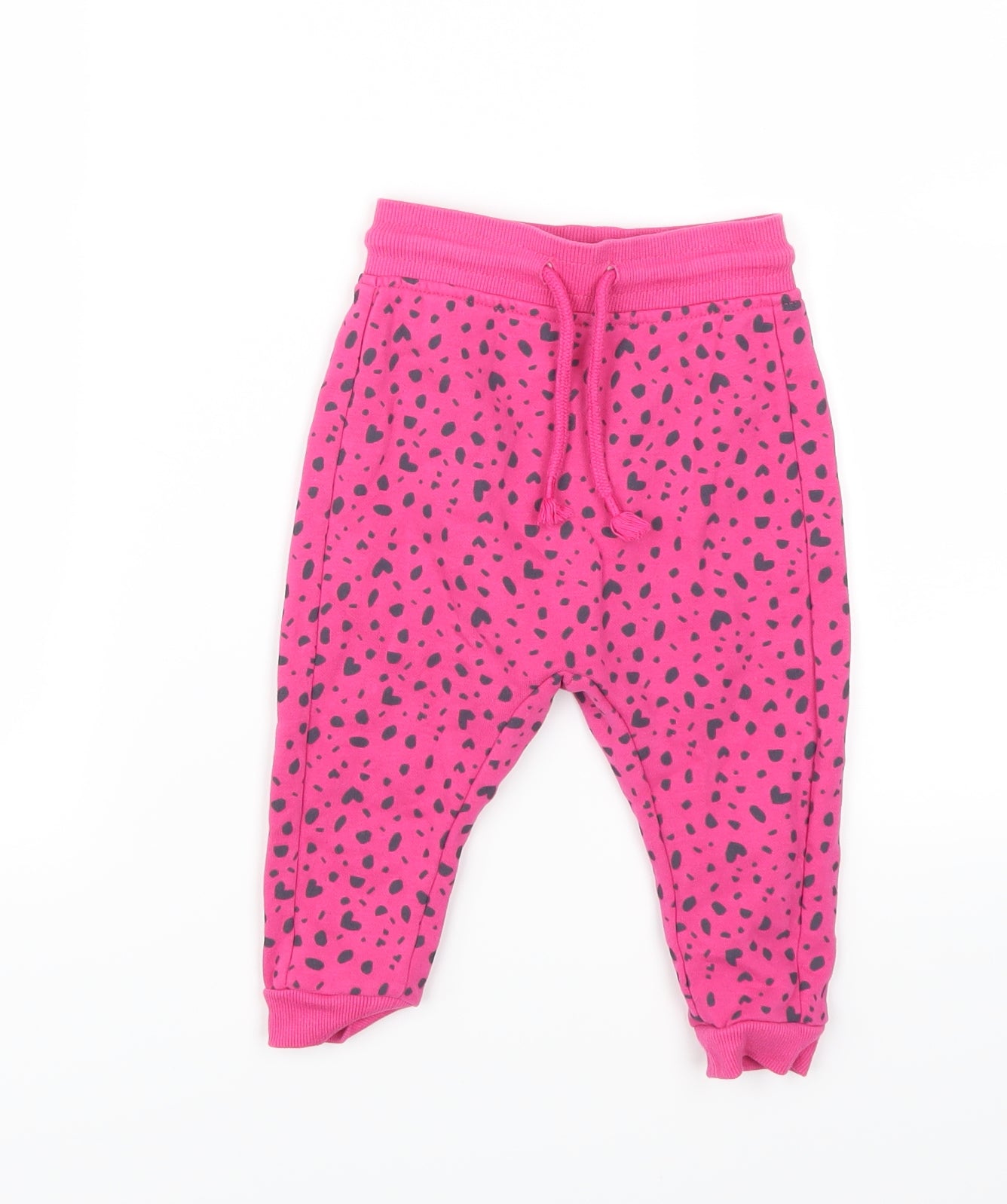 George Girls Pink Geometric  Sweatpants Trousers Size 12-18 Months  - Love Hearts
