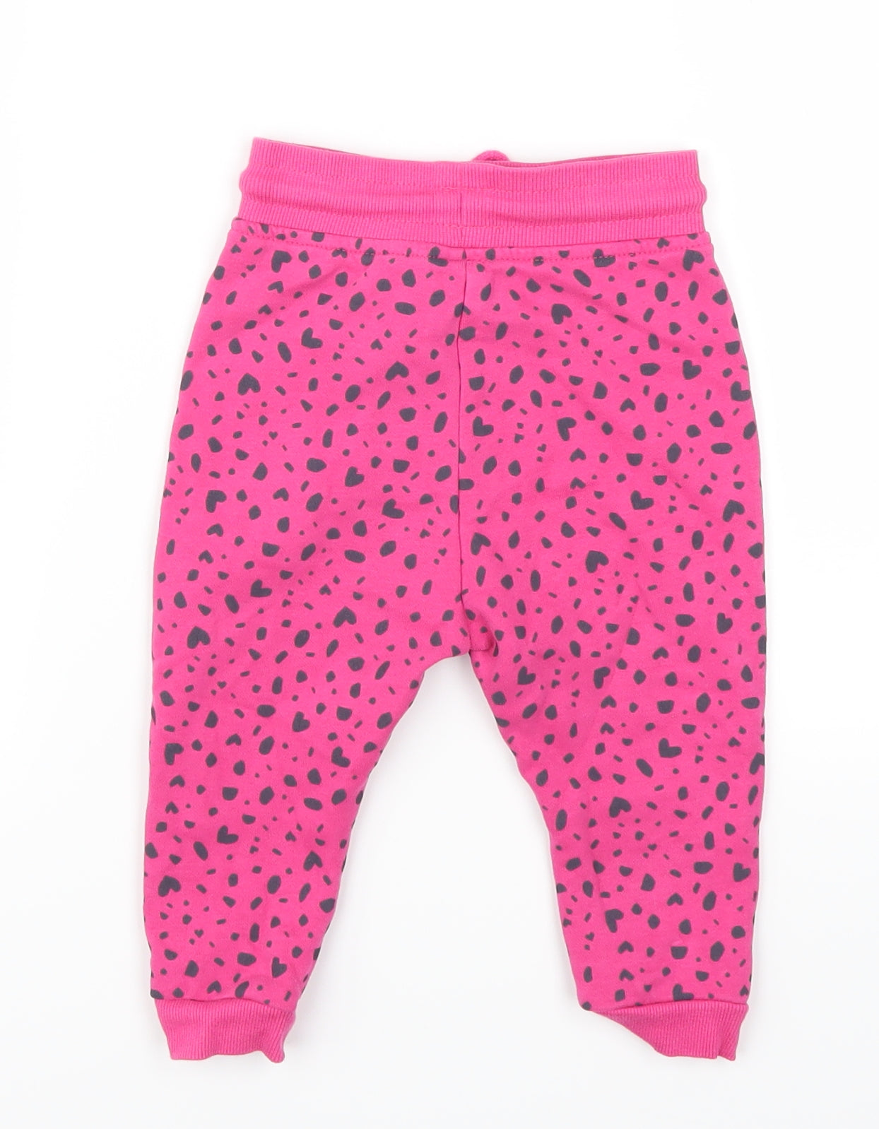 George Girls Pink Geometric  Sweatpants Trousers Size 12-18 Months  - Love Hearts
